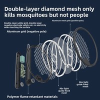 Raquette anti-moustiques électrique pliable [Earth] rechargeable par USB, piège à insectes à ondes lumineuses, choc électrique manuel, double usage