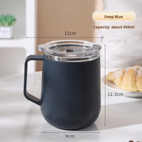 Mug à café en acier inoxydable 304 avec logo personnalisé, 500 ml, double paroi isolée, tasse thermique avec couvercle, gobelet de voyage anti-fuite, vente en gros
