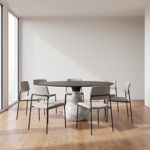 Table <span class=keywords><strong>à</strong></span> <span class=keywords><strong>manger</strong></span> Runxi de style italien minimaliste de luxe, base en marbre naturel, plateau en métal, forme de goutte d'eau, Aqua <span class=keywords><strong>Roche</strong></span> <span class=keywords><strong>Bobois</strong></span> - Product Image 2