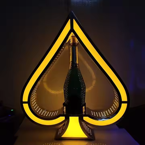 Présentoir de bouteille de <span class=keywords><strong>champagne</strong></span> personnalisé avec logo, motif As de Pique, et lumière LED pour boîte de nuit, hôtel, lounge - Product Image 5