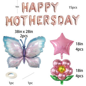 Ensemble de ballons et de bannières pour la fête des mères avec des fleurs et des papillons pour la décoration de la fête des mères - Product Image 2