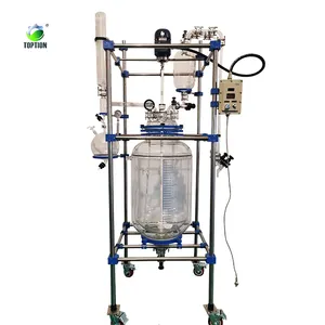 Acid Cylindrical 100 Liter Jaceted Uv Chlorination Chemical Lab Double Lined Glass Reactor