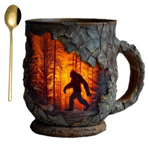 Mug en résine Meiyu Creative Bigfoot Forest <span class=keywords><strong>Fire</strong></span> avec motif flamme, artisanat du Zhejiang, prix d'usine - Product Image 1