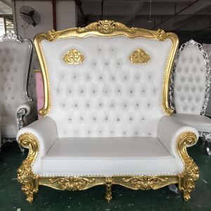 Silla de Trono de Madera Blanca para Bodas al por Mayor, Sillas de Trono de Rey y Reina de Lujo - Product Image 4