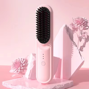 Lisseur de cheveux personnalisé, peigne lisseur de cheveux en céramique ionique, alimentation électrique par batterie USB, utilisation domestique, hôtel, plastique - Product Image 4