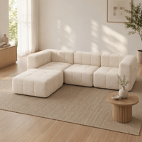 Canapé modulaire d'angle en mousse sans cadre, en forme de L, pour salon, compressé sous vide, livré en boîte