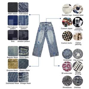 Jeans <span class=keywords><strong>de</strong></span> mezclilla para hombre, diseño personalizado, unisex, lavado a la piedra, vintage, blanco, estilo hip hop, pierna ancha, dibujados a mano, con efecto desgastado, streetwear - Product Image 2