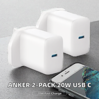 Anker USB-C 2-Pack 20W Pengisi Daya Dinding Cepat Model 312 untuk iPad Pro/ Pro 2 15/15 Plus/Pro (Kabel Input 100-240V Tidak Termasuk)