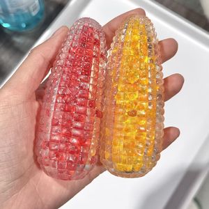 Glassy Crystal Corn Squishy Stress <b>Ball</b> / Resilient Shape-Retaining Fidget Toy with Flowing Sand - Product Image 2