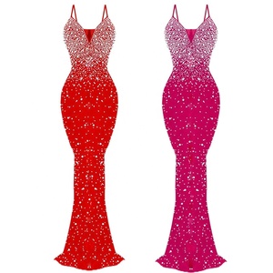 Vestidos de Noche de Malla con Cristales y Espalda Descubierta con Pedrería Ropa de Sirena con Diamantes y Brillo Vestido de Fiesta con Perforación en Caliente para Bodas - Product Image 6