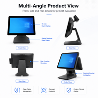 Terminal Punto de Venta Todo en Uno de 15 Pulgadas Compatible con Cajón de Efectivo, Escáner e Impresora de Recibos