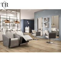 Mobilier de salon moderne et durable en cuir, rendu 3D Max, design d'intérieur, ensemble d'équipements pour salon de coiffure, institut de beauté et spa