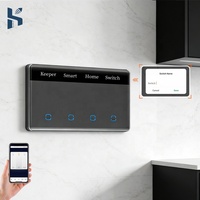 Interrupteur mural tactile à écran LED Tuya Smart Home en verre trempé compatible avec Google Assistant