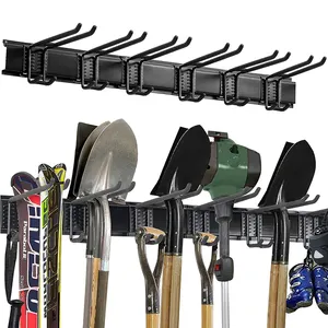 Jh-Mech Garage Opslag Muur Mount Organizer 15 Stuks Gereedschap Opbergrek Zware Tuingereedschap Rack Voor Hark Shovel Gazon