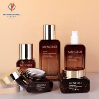 Bouteille en verre à pompe pour lotion, avec logo personnalisé, luxe, 40 ml, 100 ml, 120 ml, dégradé ambre, fond épais, pour crème pour le visage, sérum, emballage