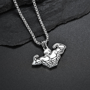Customized Men's <b>Titanium</b> Steel Pendant Necklace Bodybuilding Men's Trendy Necklace - Product Image 3