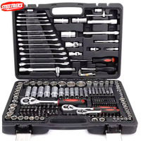 Ensemble d'outils professionnel de 216 pièces en acier durable pour mécanicien, clés à cliquet, tournevis pour la maison et les véhicules, étui inclus