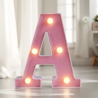Lumières LED en plastique en forme de lettres anglaises lumineuses roses transfrontalières pour proposition de mariage, décoration de confession, et lumières numériques pour fête d'anniversaire