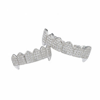 Assiette décorative à dents de vampire, mode européenne et américaine, fait en zircone cubique, bretelles de style hip hop, tendance, nouvelle collection