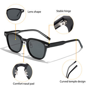 HBKレトロユニセックスサングラスTR90CPフレームスクエアブラックレンズTAC偏光トラベルストリートドライビングサイクリング-レンズ付き - Product Image 6