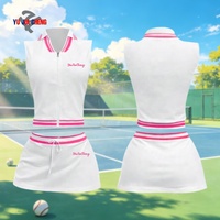Tenues de sport d'été : Ensemble 2 pièces pour femme, comprenant un polo zippé de golf et une mini-jupe de tennis, style décontracté et personnalisable, idéal pour la détente ou comme survêtement.