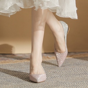 Zapatos de Novia para Uso Diario, Bailarinas de Tacón Bajo, Planos, de Cuero Genuino, Ligeros e Impermeables para Mujer - Product Image 3