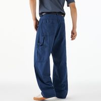 Nouveau pantalon décontracté ample bleu vintage pour hommes et femmes, style workwear, délavé, effet usé, plusieurs poches, longueur longue, tendance