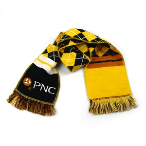 ODM OEM warm fashion custom logo acrylic multi-color football fans jacquard winter knitted scarf