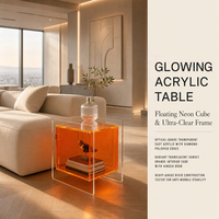 Table de chevet minimaliste et sophistiquée en acrylique avec rangement démontable et design flottant pour chambre à coucher