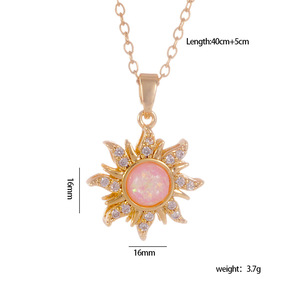 <span class=keywords><strong>Collana</strong></span> <span class=keywords><strong>con</strong></span> Ciondolo a Forma di Sole Placcato Oro 18K all'Ingrosso, <span class=keywords><strong>con</strong></span> <span class=keywords><strong>Opale</strong></span> Colorato e Zirconi Cubici, Gioielli di Moda per Donne - Product Image 6