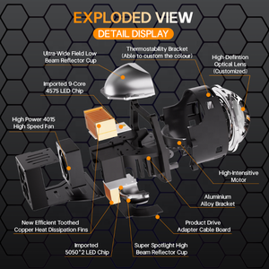 เลนส์โปรเจกเตอร์ LED 3.0นิ้ว EK01พร้อมไฟเลเซอร์สามถ้วยเลนส์โปรเจคเตอร์ LED พลังสูง108W ไฟตัดหมอกสำหรับรถยนต์ - Product Image 4