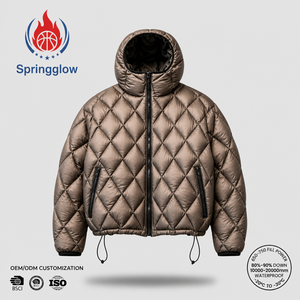 Chaqueta Acolchada Metálica con Diamantes para Hombre, Chaqueta de Plumón de Ganso para Exteriores, Cortavientos, Ligera, Fabricante Mayorista Personalizado - Product Image 1