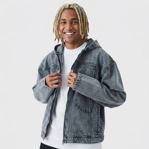 Fashionable Cotton Latest Hoodies <b>Men</b> <b>Denim</b> <b>Jacket</b> Coats Casual Washed Custom Hooded <b>Jackets</b> Male <b>Denim</b> Hoodies for Boys - Product Image 1