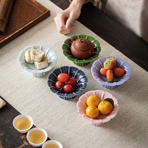 <b>Ceramic</b> Stemmed Fruit <b>Plate</b> Round With Stand For Dessert And Snack Party Use Dehua Origin - Product Image 5