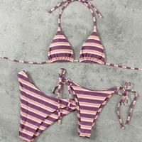 Ensemble bikini triangle à pois 2026 pour femme, maillot de bain dos nu à nouer sur les côtés, style rétro Y2K, tenue de plage
