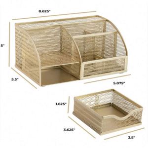 <b>Small</b> Office Desk Organizers Designer Cute Gold Desk Accessories Desk Organization Metal Gold Desktop Organizer - Product Image 3