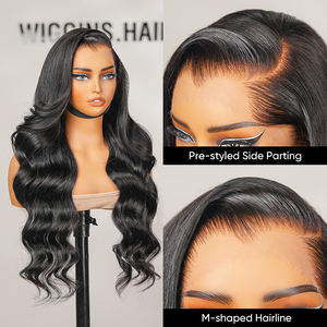 Perruque frontale en dentelle HD transparente 13x6 <span class=keywords><strong>Wiggins</strong></span> en cheveux humains vierges bruts, ondulée, de 16 à 40 pouces, sans colle, pré-épilée - Product Image 2