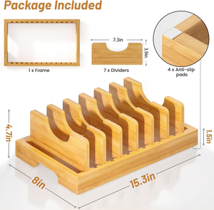 Escurridor de platos de bambú SINCERE, estante de almacenamiento de cocina para el hogar con <span class=keywords><strong>organizador</strong></span> de ollas, <span class=keywords><strong>organizador</strong></span> de cajones y soporte para tapa de olla - Product Image 3