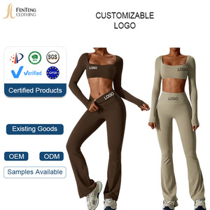 Conjunto <span class=keywords><strong>de</strong></span> Yoga Under Lulu Naked Sensation, Top <span class=keywords><strong>de</strong></span> Manga Larga y Pantalones Acampanados, 2 Piezas, Ropa Deportiva para Mujer, Ajuste Delgado, Ropa Deportiva para Fitness - Product Image 1