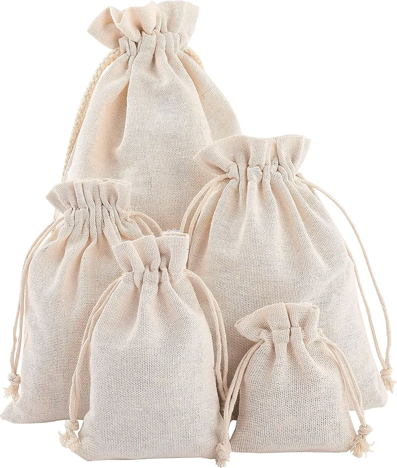 Best Seller Eco-Friendly Unbleached 8x10cm Cotton Linen Gift Drawstring Bag Cotton Storage Bag Muslin Packaging Bag