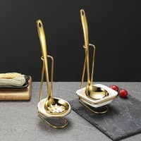 Ensemble bol carré double et porte-cuillère-or