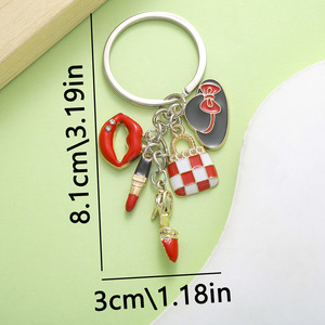 Chapeau rouge pour femme, étui à rouge à lèvres, chaussures à talons hauts, accessoires porte-clés, pendentif personnalisé, chaîne de téléphone DIY - Product Image 3