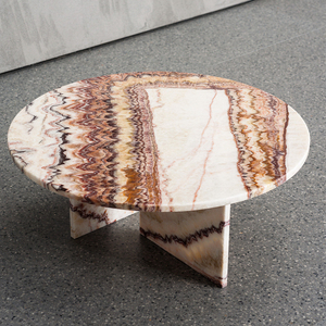 Mesa de Centro Redonda de Ónix de Baja Altura para Sala de Estar, Mesas de Piedra de Jade y Mármol Personalizadas de Estilo Mid-Century de UnionStone Real Onyx - Product Image 3