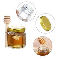 Pot en verre hexagonal de luxe 45 ml pour cadeaux de mariage, miel, confiture, bonbons, avec bâtonnet mélangeur – Meilleures ventes