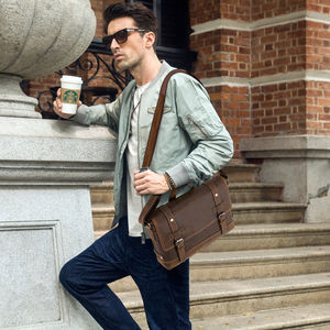 Serviette en cuir véritable pour hommes, mallette de luxe en cuir de cheval fou, cartable pour ordinateur portable, sac souple de 12 pouces, livraison directe - Product Image 6