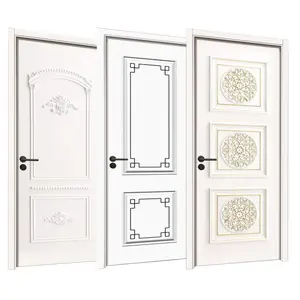 Белые полностью готовые 6-панельные деревянные межкомнатные двери из МДФ