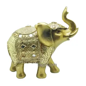 Oro Animal resina estatua de elefante al por mayor de la resina decorativo estatua