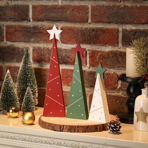 Juego de árboles de Navidad de madera, decoración de escritorio en miniatura, adorno artesanal de tres piezas, decoración navideña para mesa - Product Image 4
