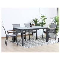 Ensemble de table et de chaises de salle à manger d'extérieur modernes en alliage d'aluminium extensible, pliable, empilable, imperméable et résistant aux UV