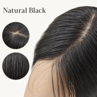 Prothèse capillaire indienne Remy en soie, courte, en cheveux humains, avec base en soie, ondulation naturelle, densité 100%, pour hommes